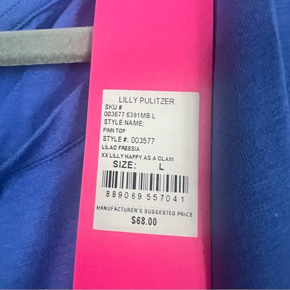 Lilly Pulitzer Lilac Freesia XX Happy As A Clam Finn Top Long Sleeve Luxletic - Picture 6 of 6